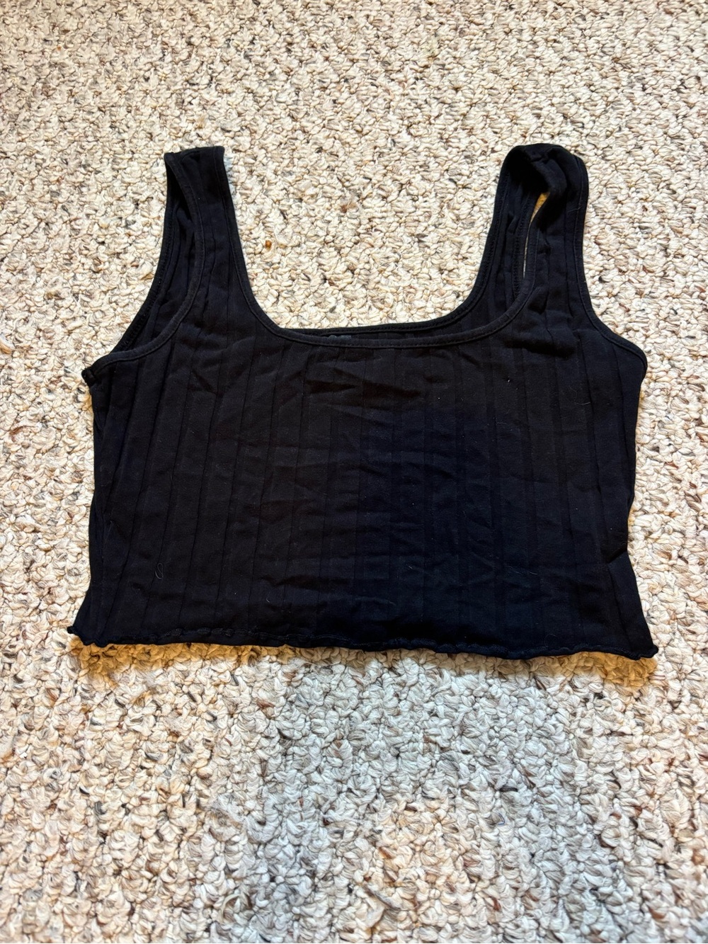 SHEIN Black Ribbed Square Neck Crop Tank